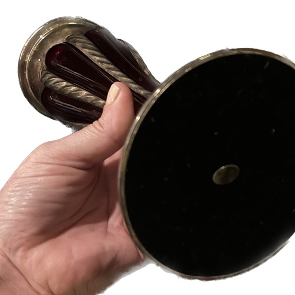 Vintage Red Glass and Silver Plated Candle Holders - Picture 2 of 3